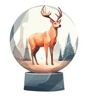 Snow globe with deer in it vector