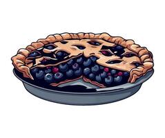 A pie with blueberries on a white background vector
