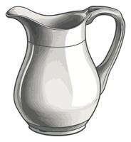 A white jug with a black handle vector