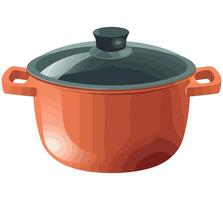 An orange pot with a lid on a white background vector