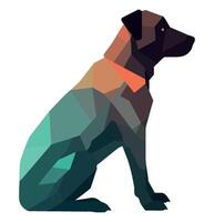 A dog is sitting in a low polygonal style vector
