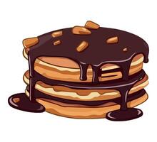 A stack of pancakes with chocolate syrup and caramel vector