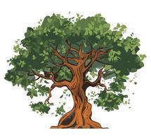 An illustration of a tree with leaves vector