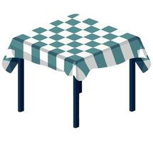Tablecloth on a table with a checkered pattern vector