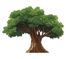 An illustration of a tree with green leaves vector