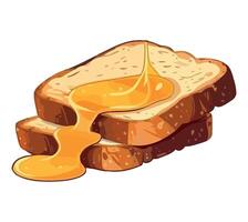 Toast with honey illustration vector