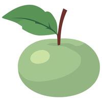 An apple with a leaf on it is shown vector