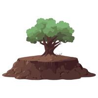 An illustration of a tree on top of a hill vector