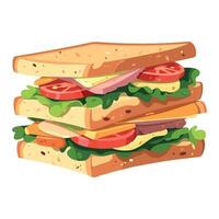 Sandwich with meat, cheese and vegetables illustration vector