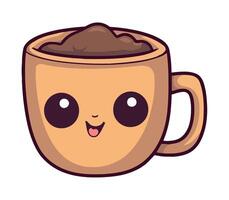 A cartoon cup of coffee with a face vector