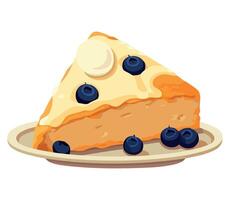 A piece of cake with blueberries on it vector