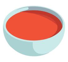 A bowl of red soup on a white background vector