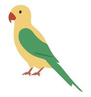 A yellow and green parrot with a red beak vector