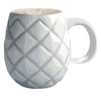 A white coffee mug with a pattern on it vector