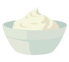 A bowl of whipped cream on a white background vector