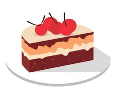 A piece of cake with cherries on top vector