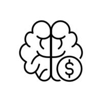 brain with money symbol icon vector