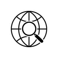 globe with magnifying glass icon vector