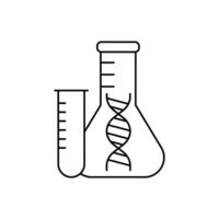 test tube and laboratory flask with DNA icon vector