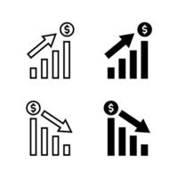 uptrend and down trend graph icon vector