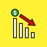 graph chart with down trend arrow vector