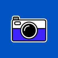 digital camera icon on blue background vector