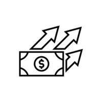 money with arrow up icon vector