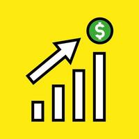 bar chart and arrow up vector