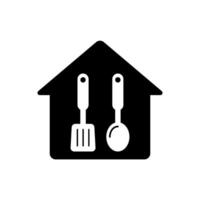 home with spoon and spatula icon vector
