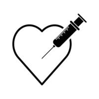 heart with syringe medical injection on heart cardiology icon vector