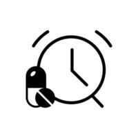 medicine schedule clock with tablet and capsule icon vector