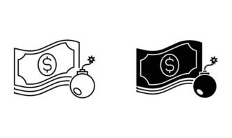stack of money with a bomb icon vector
