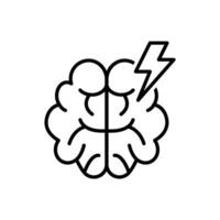 headache symbol brain with lightning bolt icon vector