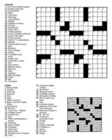 American Crossword puzzle game with 15 x 15 squares with clues and solution. vector