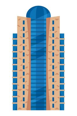 A building with a blue roof and windows