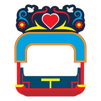 A colorful frame with a heart and a bird vector