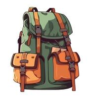 A backpack with two straps and a green and orange color vector
