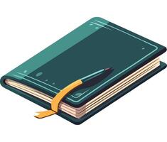 An open book with a pencil and a ribbon vector