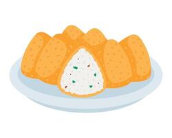 A plate with fried rice and a piece of it vector