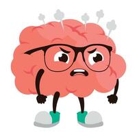 An angry brain with glasses and a pair of sneakers vector