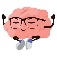 A cartoon brain with glasses and a smile vector