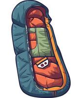 A sleeping bag with a zipper and a zipper pocket vector