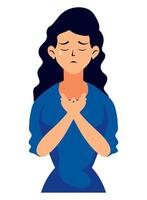 A woman praying with her hands folded in front of her vector