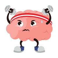 Brain exercising with dumbbells illustration vector