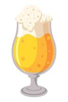 Beer glass with foam and foam on top of it vector