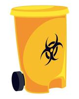 A yellow trash can with a biohazard symbol on it vector