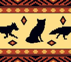 A tribal pattern with a fox and two dogs vector