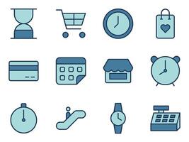 grocery store and time icon symbol template collection vector