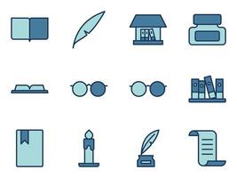 library reading and writing icon symbol template collection vector
