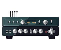 An old stereo amplifier with four knobs on it vector